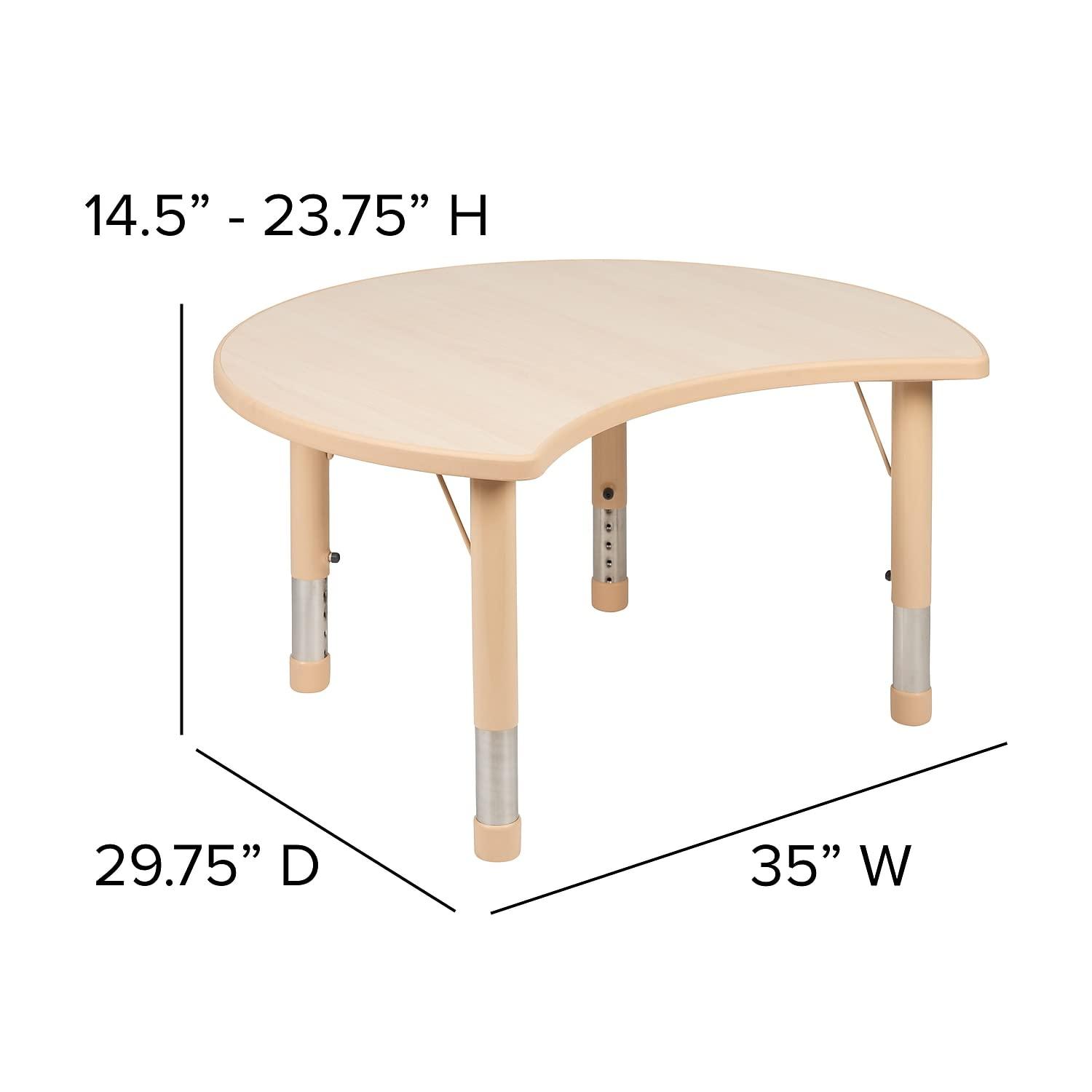 Flash Furniture Goddard 25.125"W x 35.5"L Crescent Plastic Adjustable Activity Table-Seats 4