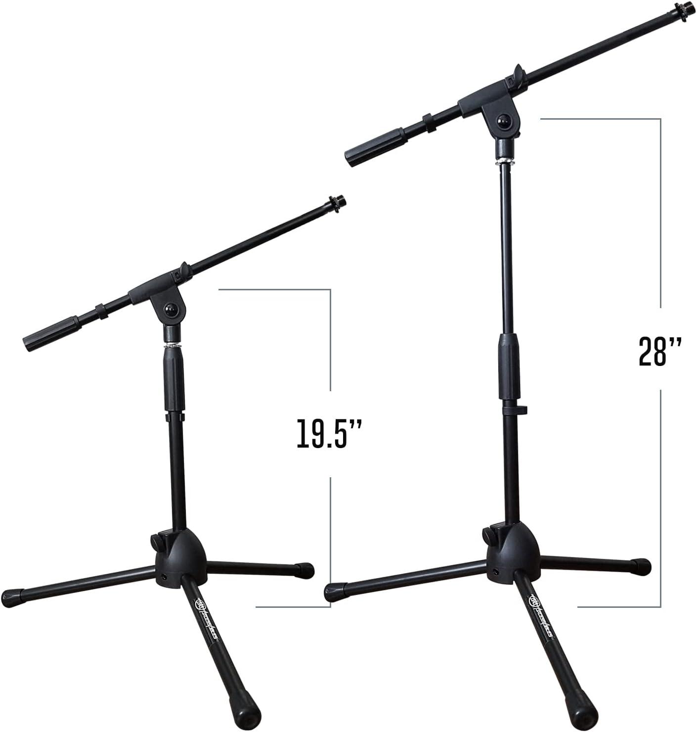 AxcessAbles Short Microphone Stand with Boom Arm | Low Profile Mic Tripod Stand for Kick Drums | Guitar Amp Stand | Low-Pro Mike Stand (MS-101L)