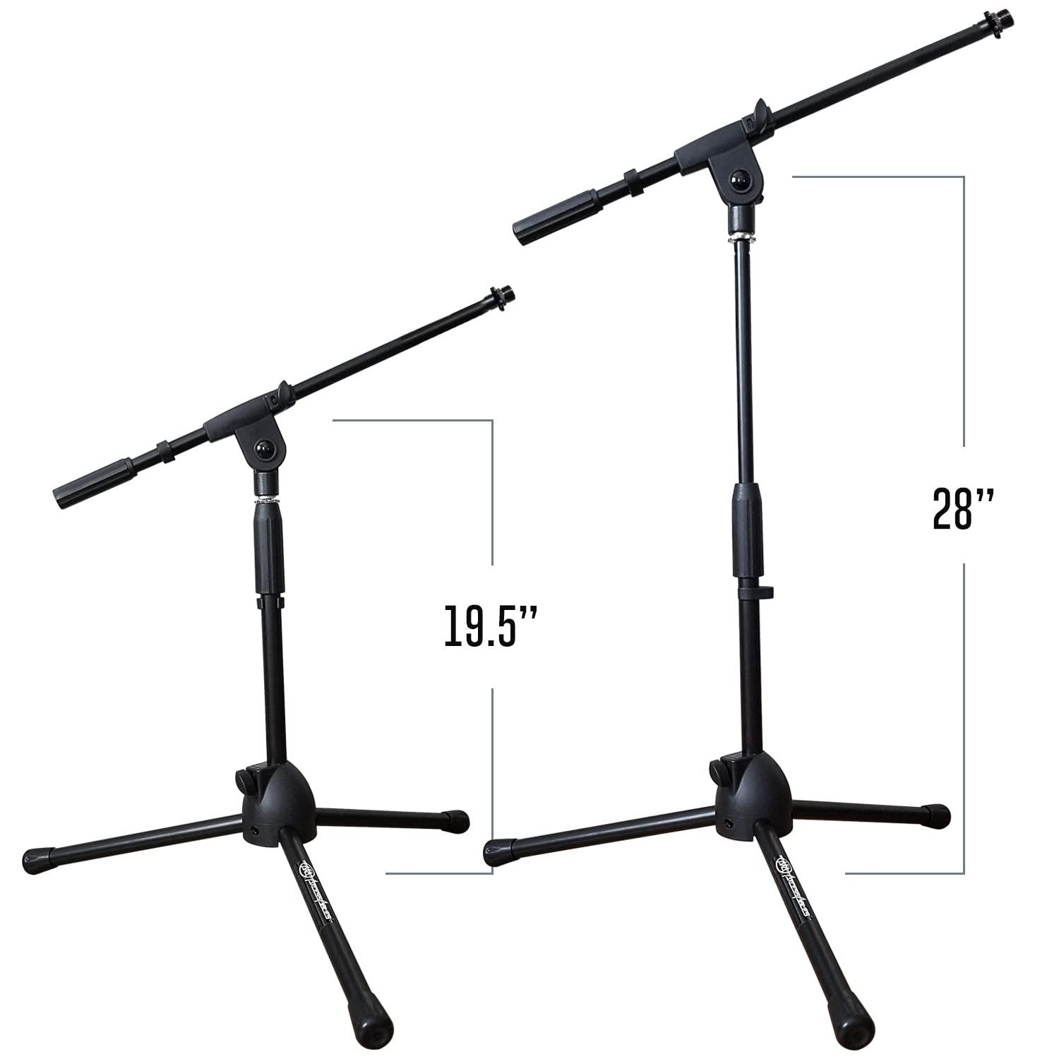 AxcessAbles Short Microphone Stand with Boom Arm | Low Profile Mic Tripod Stand for Kick Drums | Guitar Amp Stand | Low-Pro Mike Stand (MS-101L)