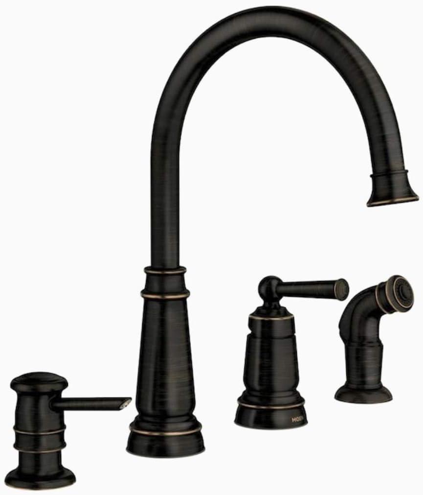 Moen Edison Mediterranean Bronze Single Handle Deck-mount Kitchen Faucet (Soap Dispenser Included) ( Side Sprayer Included )