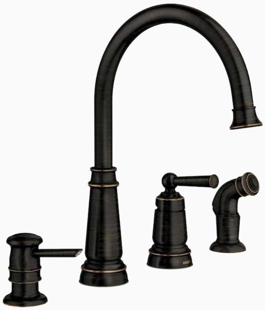 Mediterranean Bronze High Arc Kitchen Faucet with Side Spray