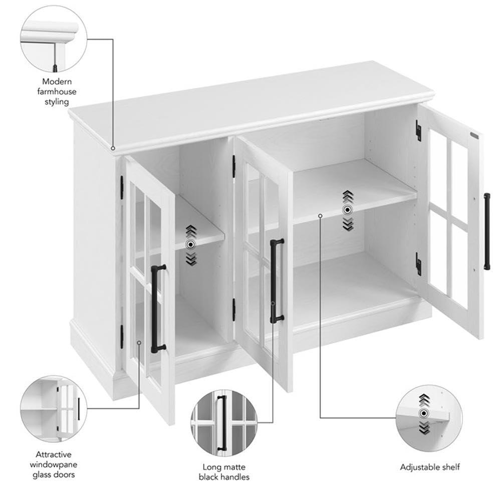 Bush Furniture Westbrook 46W Sideboard Cabinet in Ash White