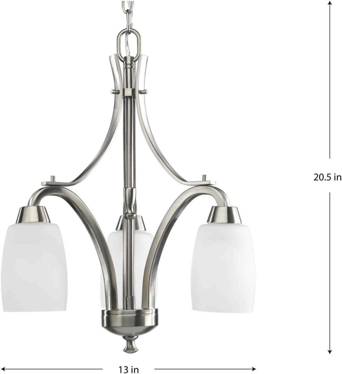 Progress Lighting Wisten Collection, 3-Light Chandelier, Brushed Nickel, Tulip-Shaped Glass Shades