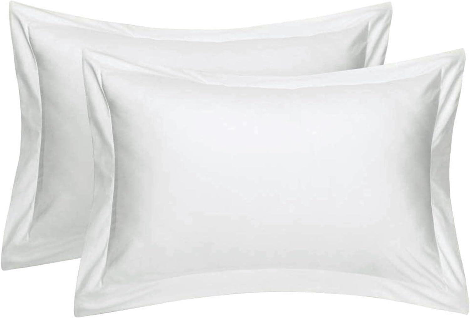 White Organic Cotton King Pillow Shams with Flange