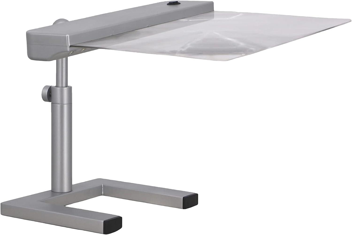 daylight24 Table Top Full Page Magnifier LED Desk Lamp, Silver - Ideal for Reading, Hobby and Crafting with LED Light Strip for Optimal Visibility, 10 inch (202055-05)