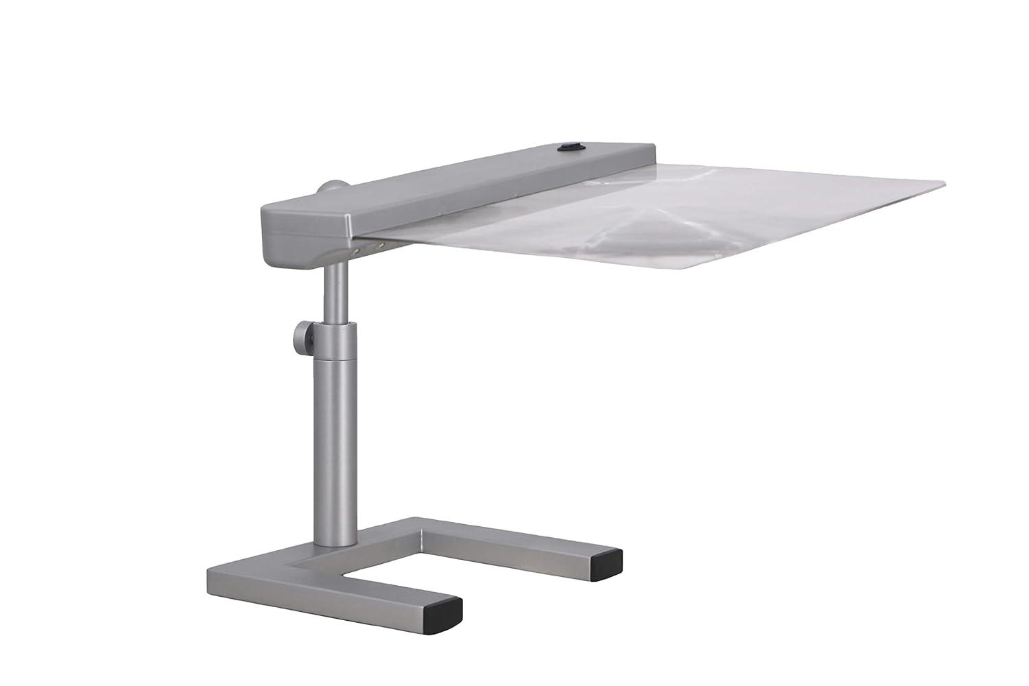 daylight24 Table Top Full Page Magnifier LED Desk Lamp, Silver - Ideal for Reading, Hobby and Crafting with LED Light Strip for Optimal Visibility, 10 inch (202055-05)