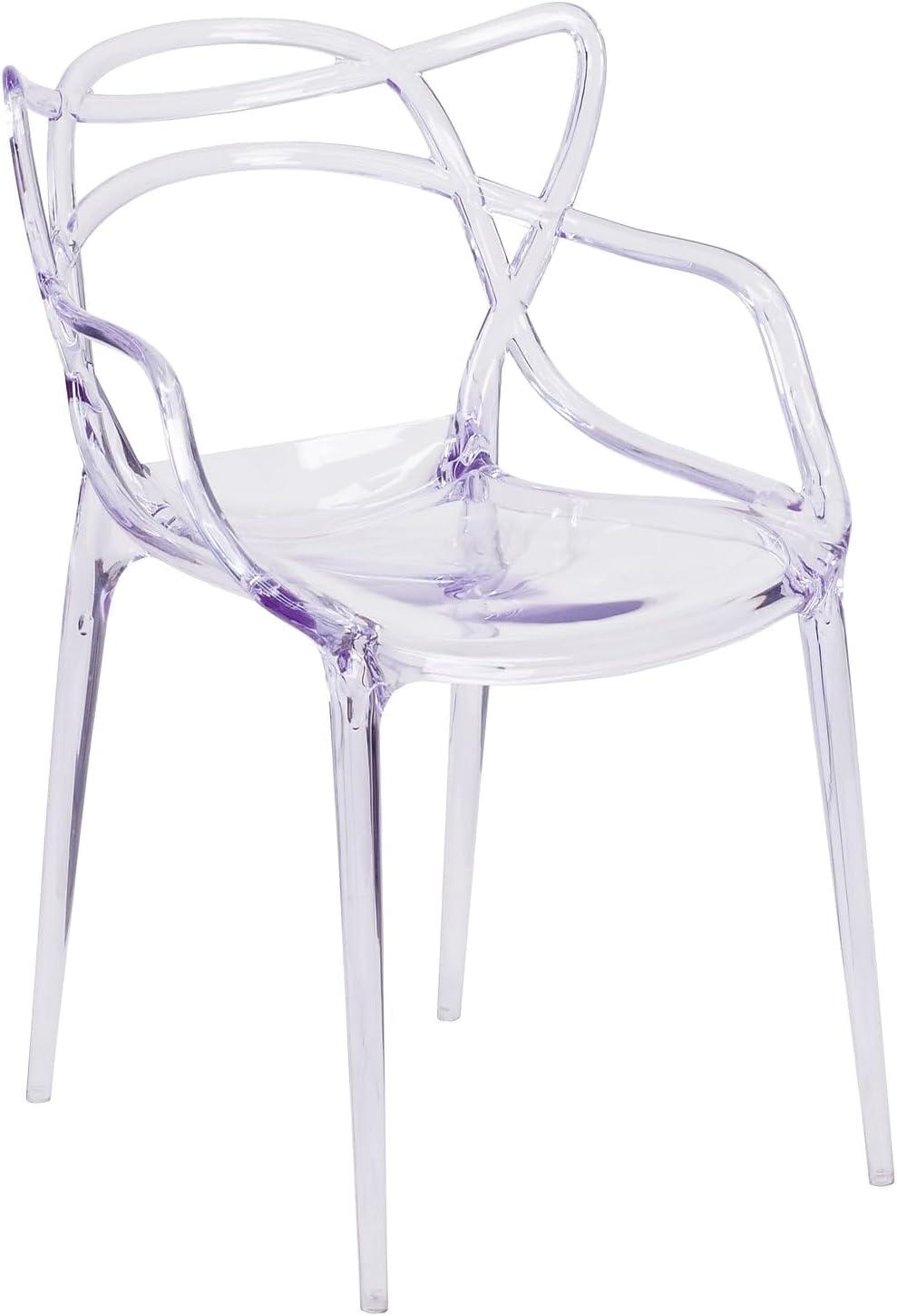 Clear Polycarbonate Stacking Side Chairs with Artistic Design, Set of 4