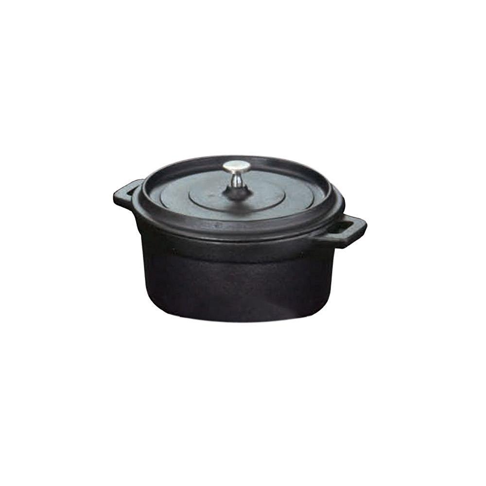 Black Cast Iron Mini Round Casserole Dish with Lid