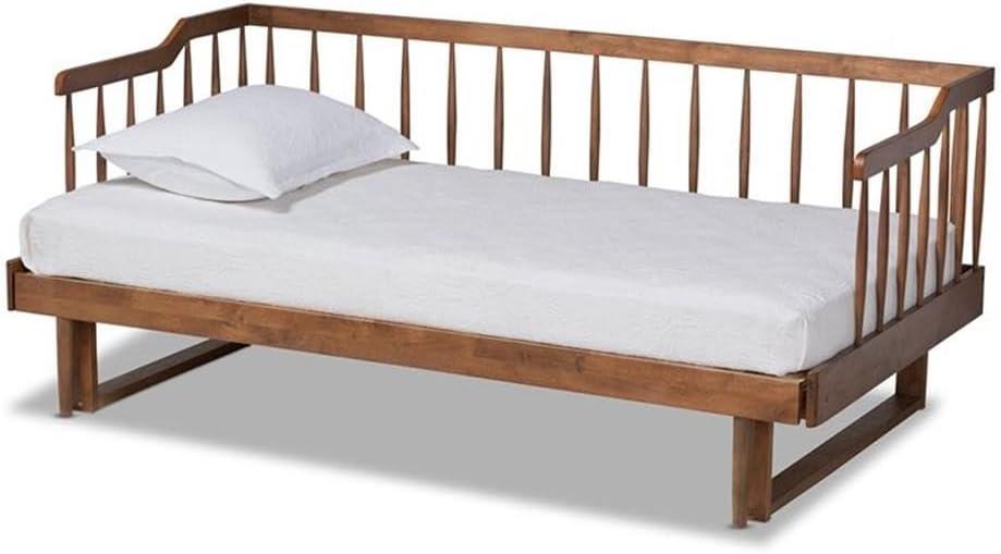 Twin to King Muriel Expandable Spindle Daybed Walnut - Baxton Studio: Contemporary Unupholstered, No Box Spring Needed