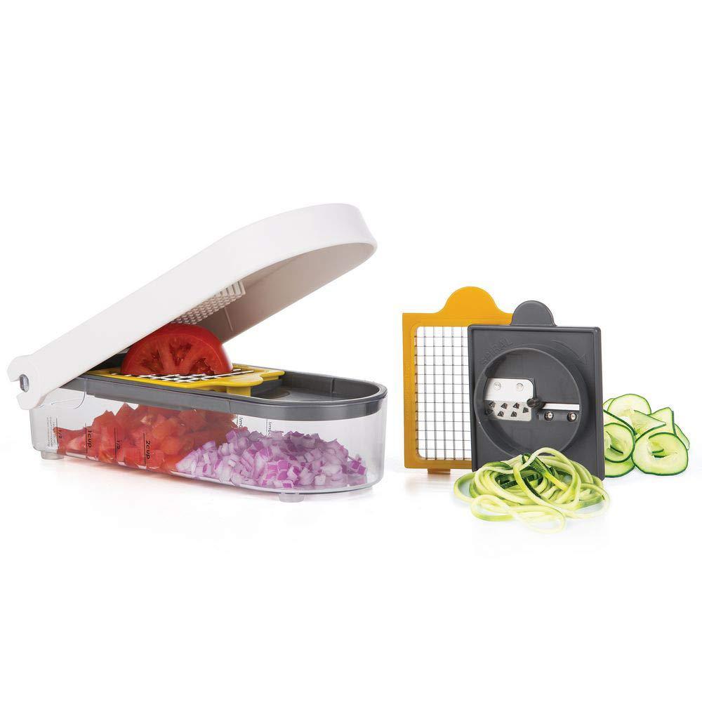 Prepworks Veggie Chopper Dicer and Spiralizer: Manual Food Chopper with Container, 3 Blades, Dishwasher-Safe