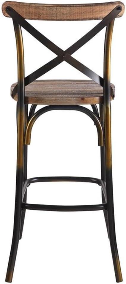 Acme Furniture Zaire Bar Chair in Antique Copper and Antique Oak Indoor