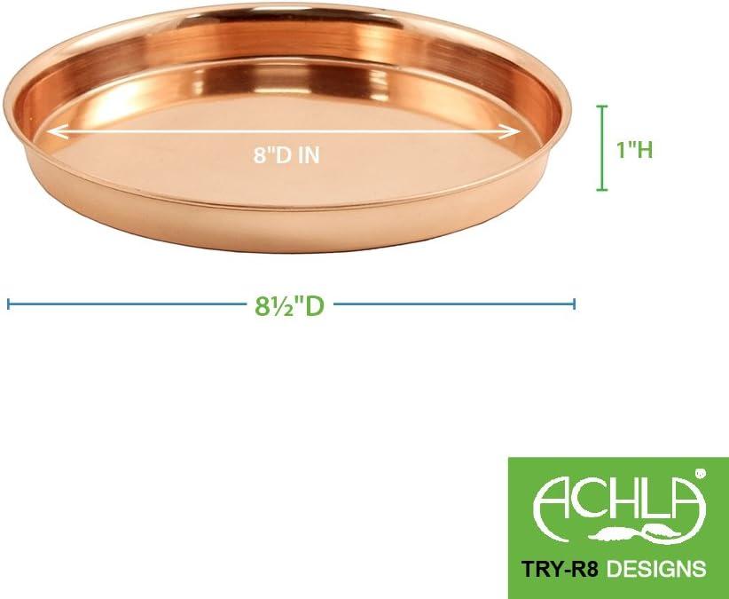 Set of 2 Round Copper-Plated Stainless Steel Trays