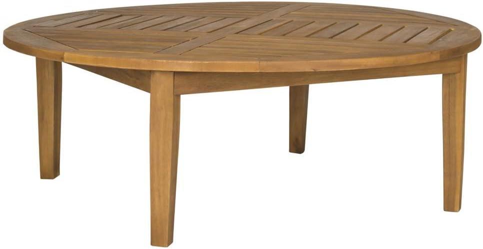 Teak Brown Round Acacia Wood Outdoor Coffee Table