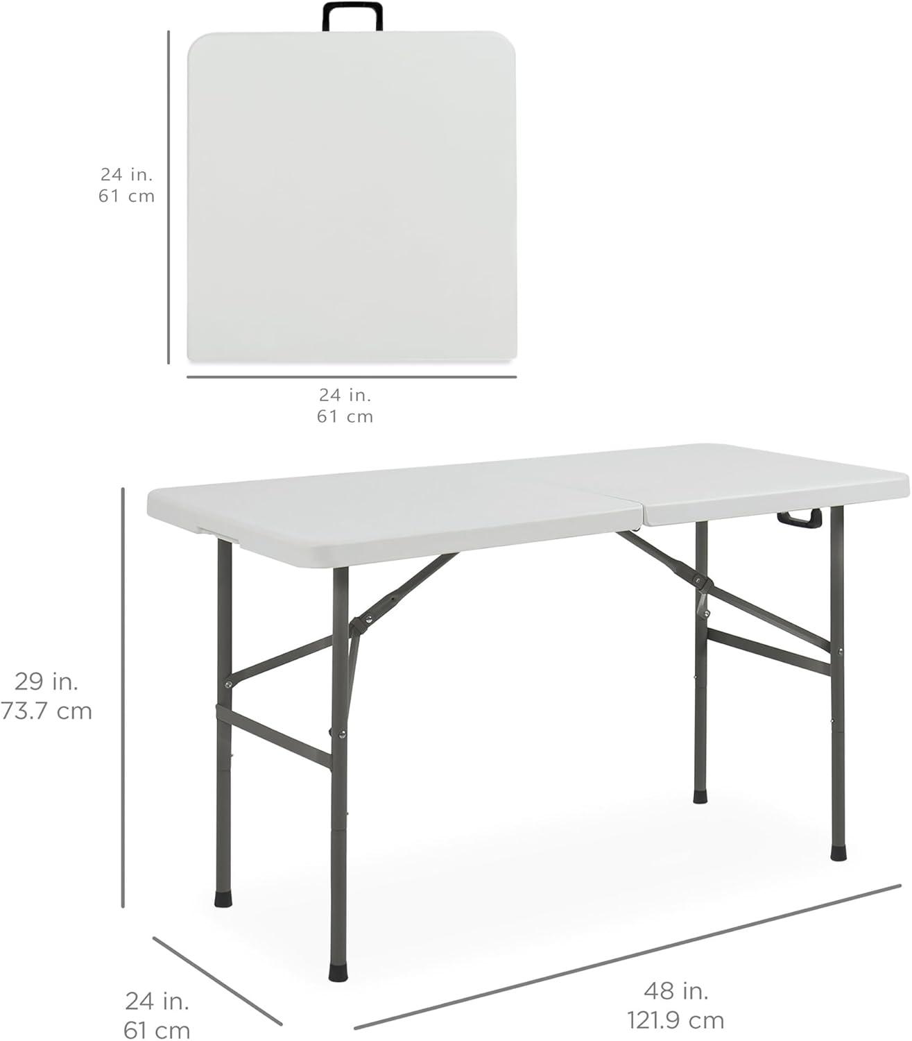 Best Choice Products 4Ft Plastic Folding Table, Indoor Outdoor Heavy Duty Portable W/ Handle, Lock For Picnic