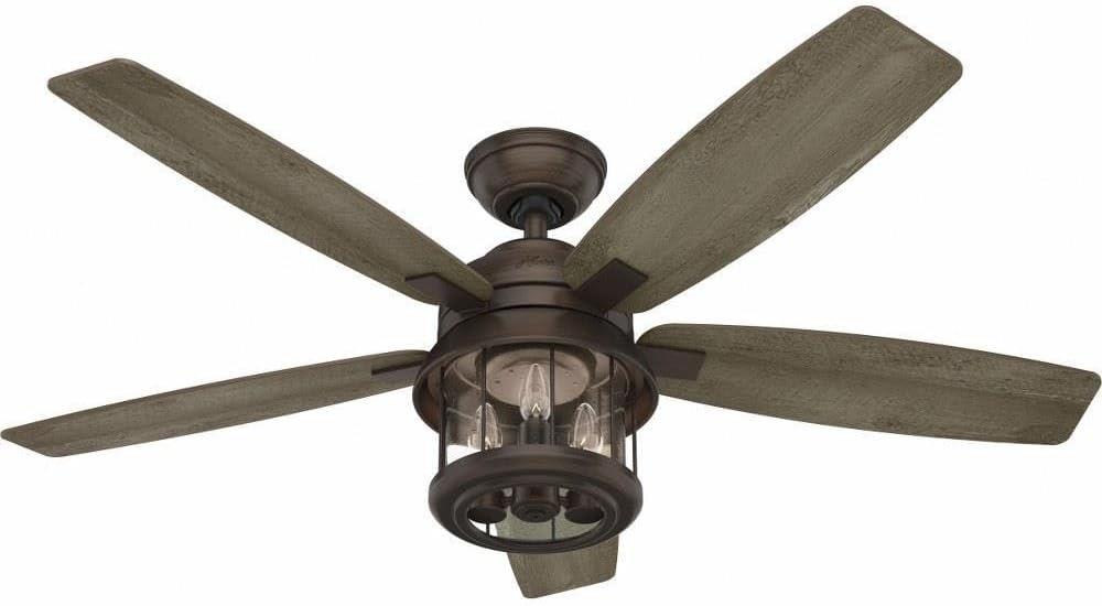 52" Coral Bay 5 - Blade Outdoor Standard Ceiling Fan with Remote Control and Light Kit Included