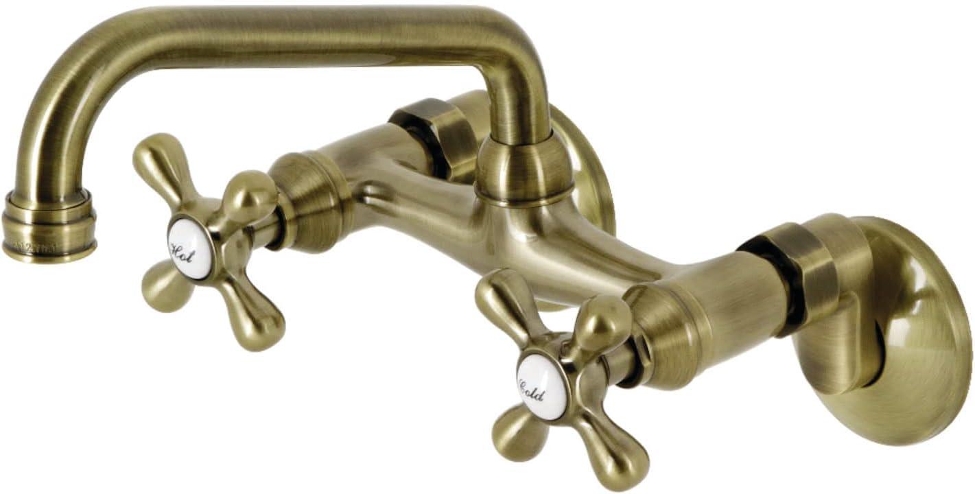 Kingston Brass Kingston Double-Handle 2-Hole Wall-Mount Bridge Kitchen Faucet