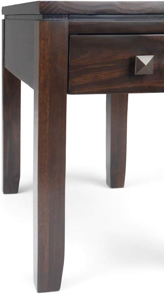 Cosmopolitan Mahogany Brown Solid Pine Narrow Side Table with Storage