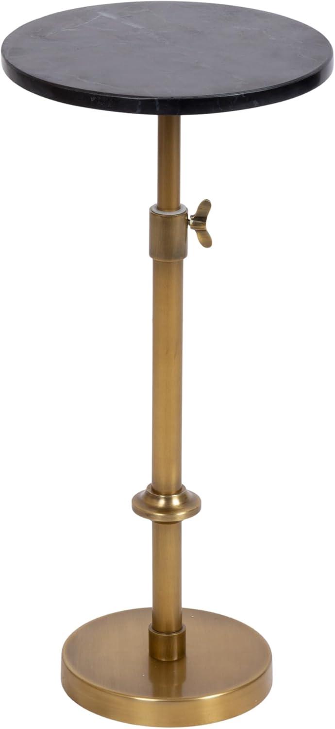 Kate and Laurel Engles Adjustable Marble Table and Plant Stand, 10x10x22, Gold