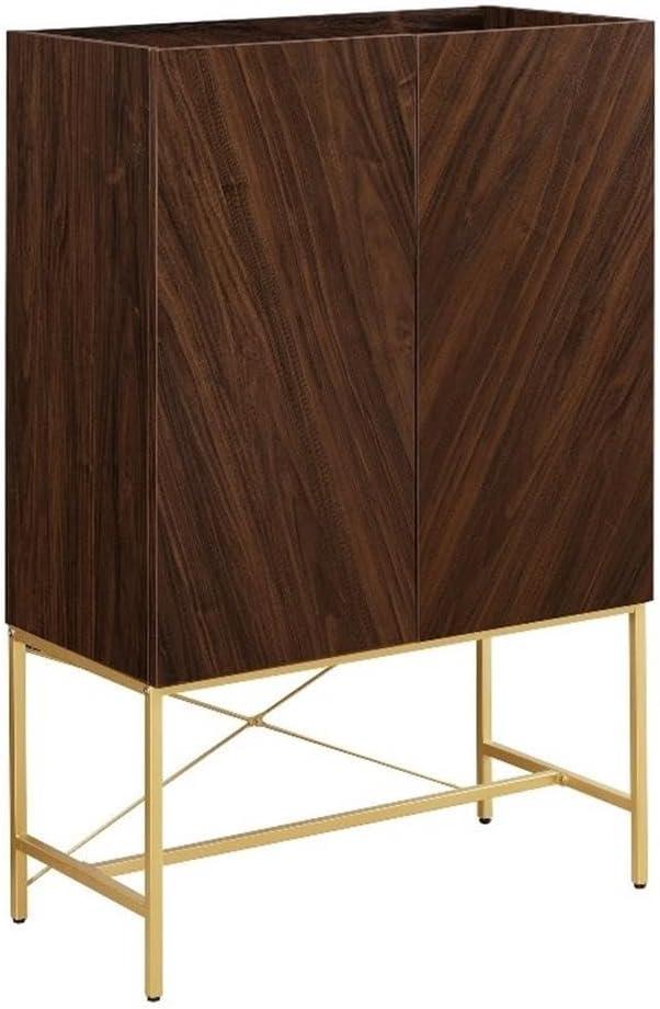 Walker Edison 2-Door Engineered Wood Accent Cabinet with Inset Top - Dark Walnut