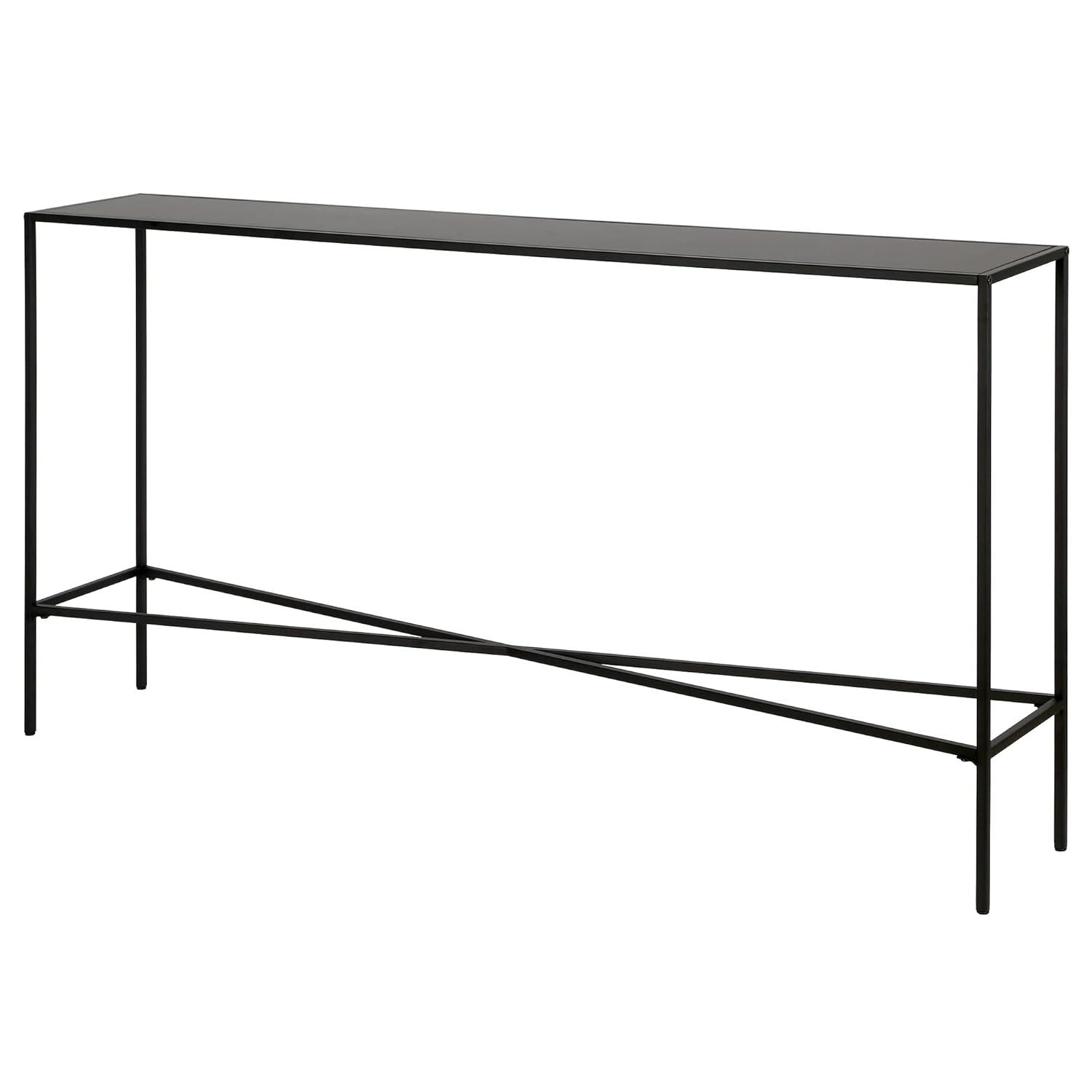 Evelyn&Zoe Henley 55" Wide Rectangular Console Table with Metal Top, Blackened Bronze