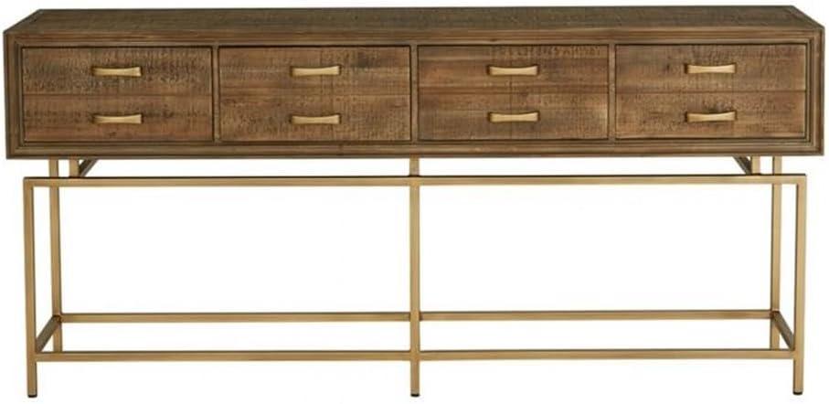 Aristocrat 71'' Brown and Gold Round Console Table with Storage