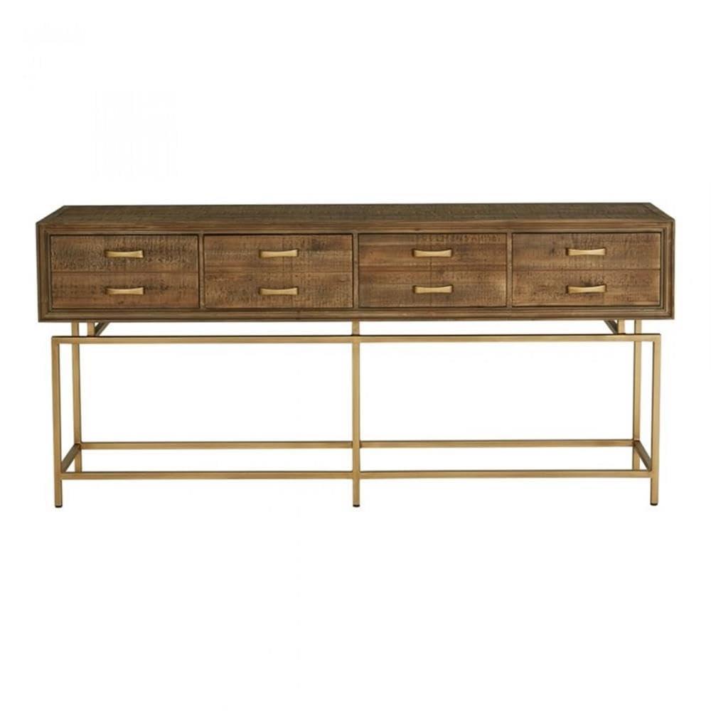 Aristocrat 71'' Brown and Gold Round Console Table with Storage