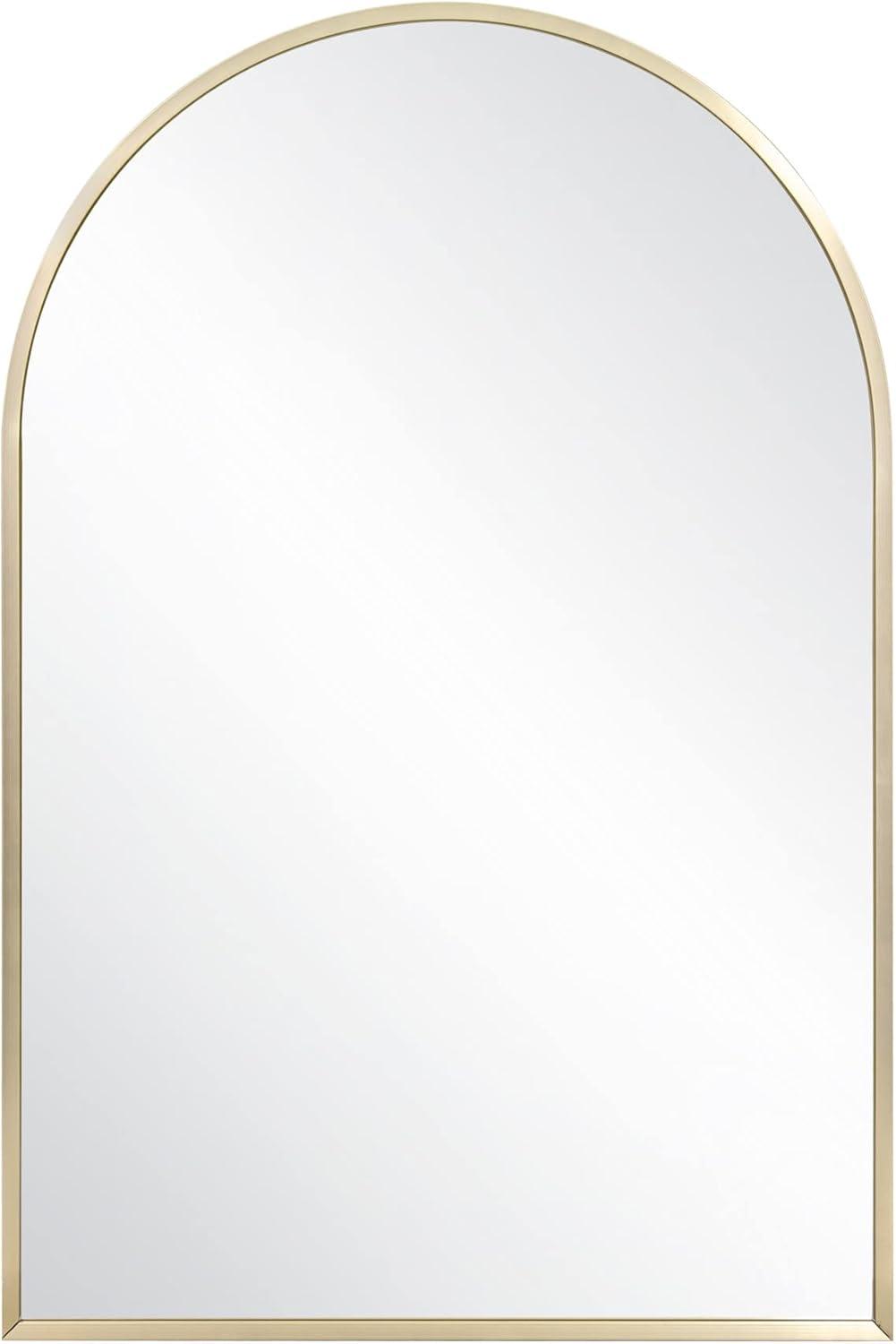 Maeve Arched Wall Accent Mirror – 30-Inch H X 20-Inch L, Modern Metal Framed – Living Room, Bedroom, Bathroom Vanity Mirror – Gold – Design House, 596528-GLD