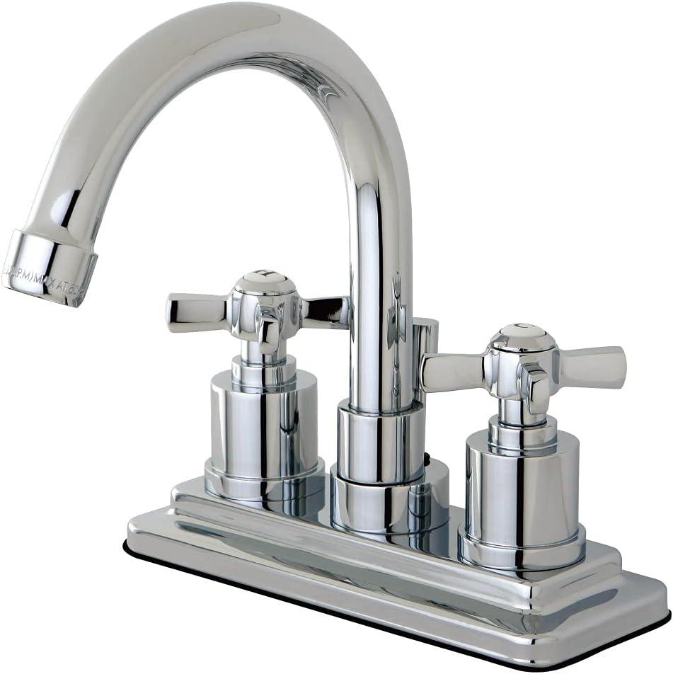 Kingston Brass Millennium Two-Handle 3-Hole Deck Mount 4" Centerset Bathroom Faucet with Brass Pop-Up