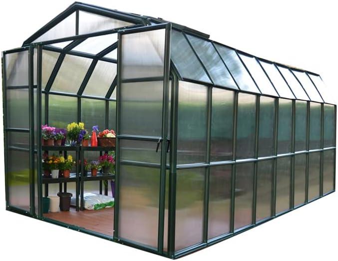 Palram - Canopia Grand Gardener 8' x 16' Clear Walk-In Greenhouse - Green - with 3 Roof Vents
