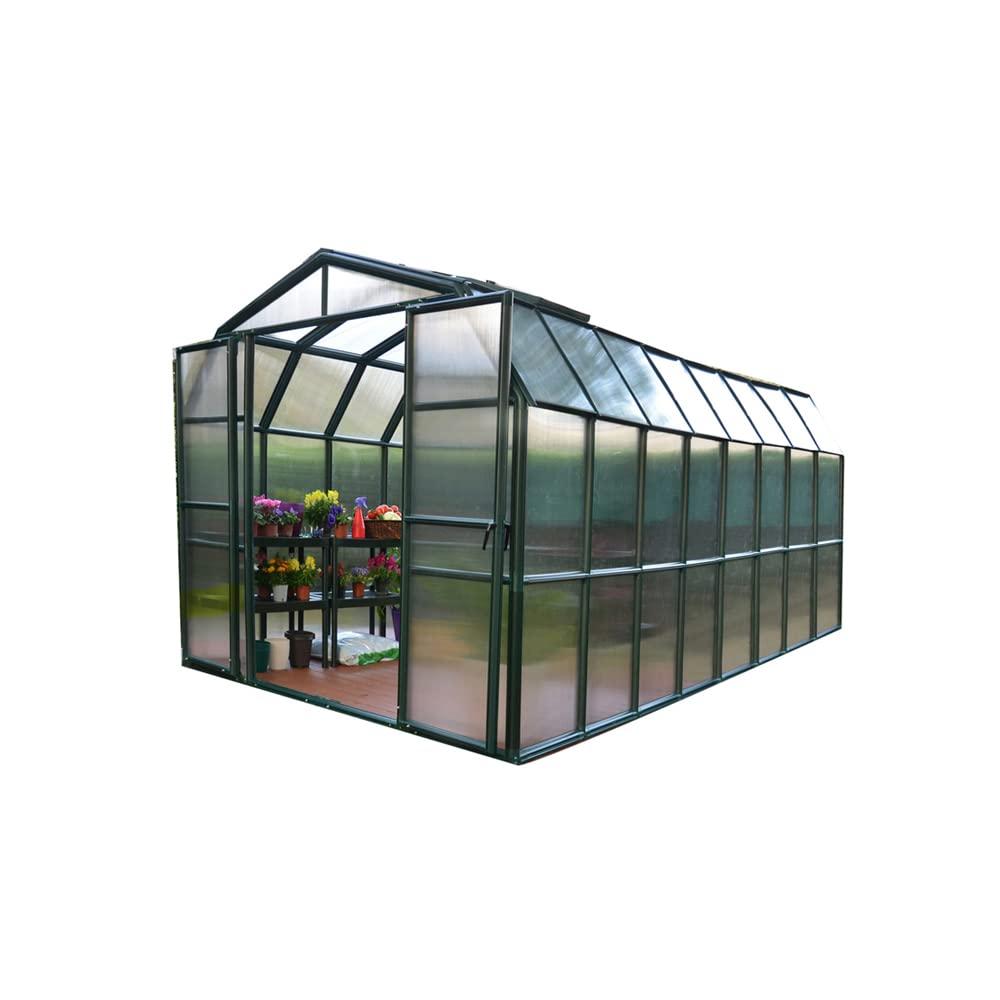 Palram - Canopia Grand Gardener 8' x 16' Clear Walk-In Greenhouse - Green - with 3 Roof Vents