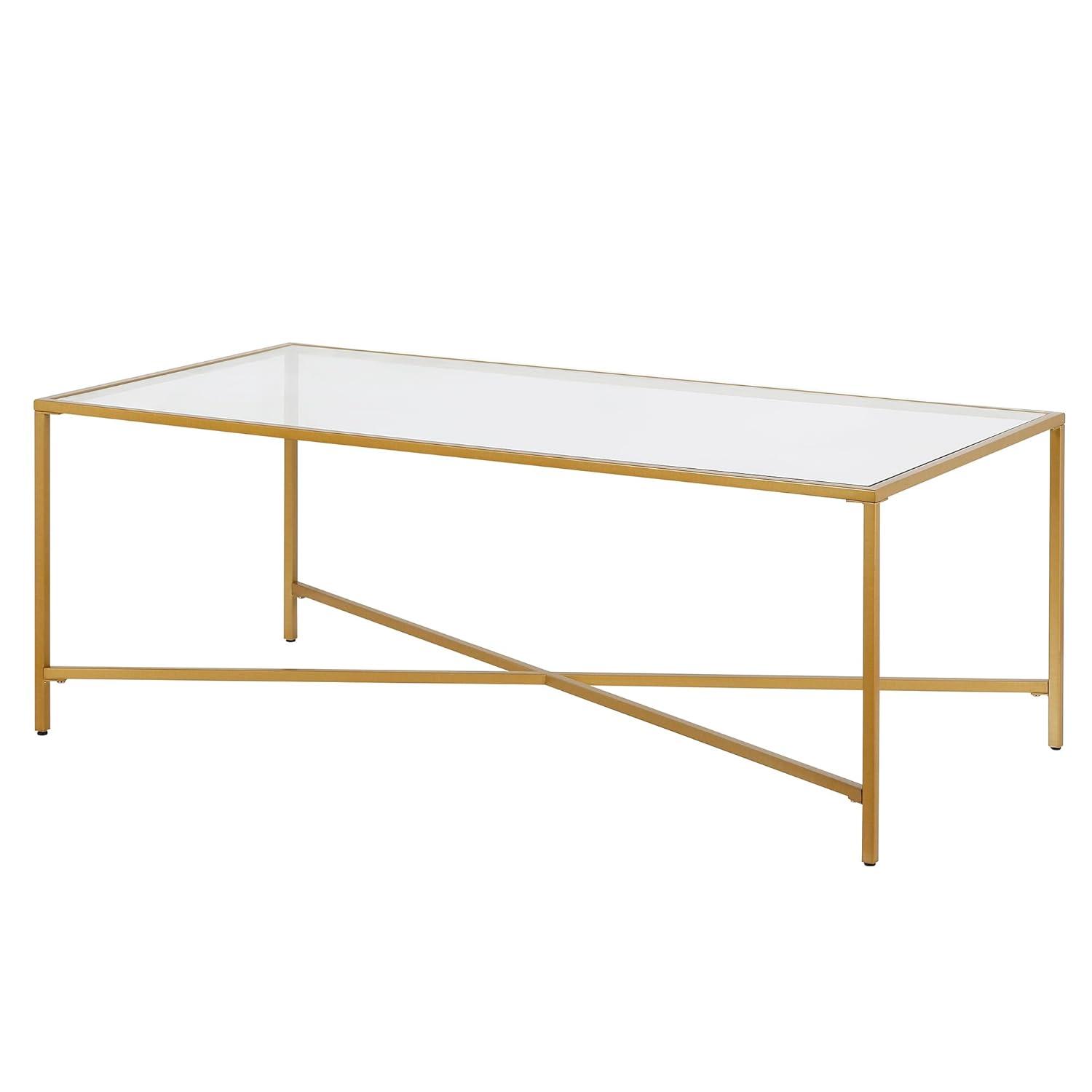 Henn&Hart Brass Coffee Table with Glass Top