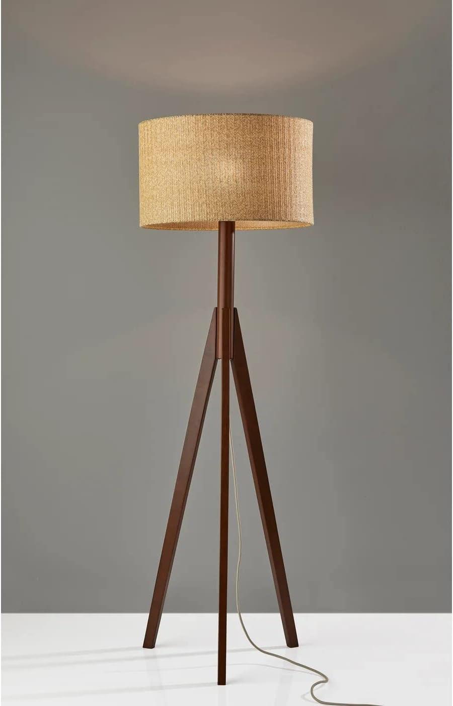 Adesso Eden Floor Lamp, Walnut Rubberwood