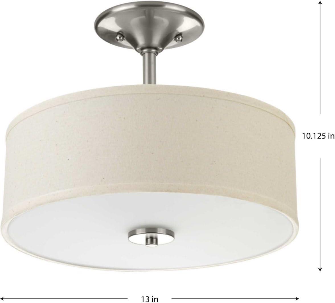Progress Lighting, Inspire Collection, 2-Light Semi-Flush Mount, Brushed Nickel, Linen Shade