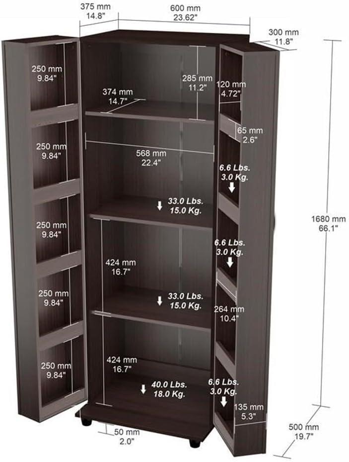 Inval 2-Door 4-Shelf Laminate Kitchen Pantry Cabinet 24"W, Espresso