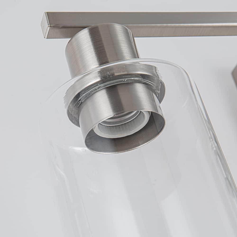 Brushed Nickel 4-Light Bathroom Vanity Fixture with Clear Glass Shades