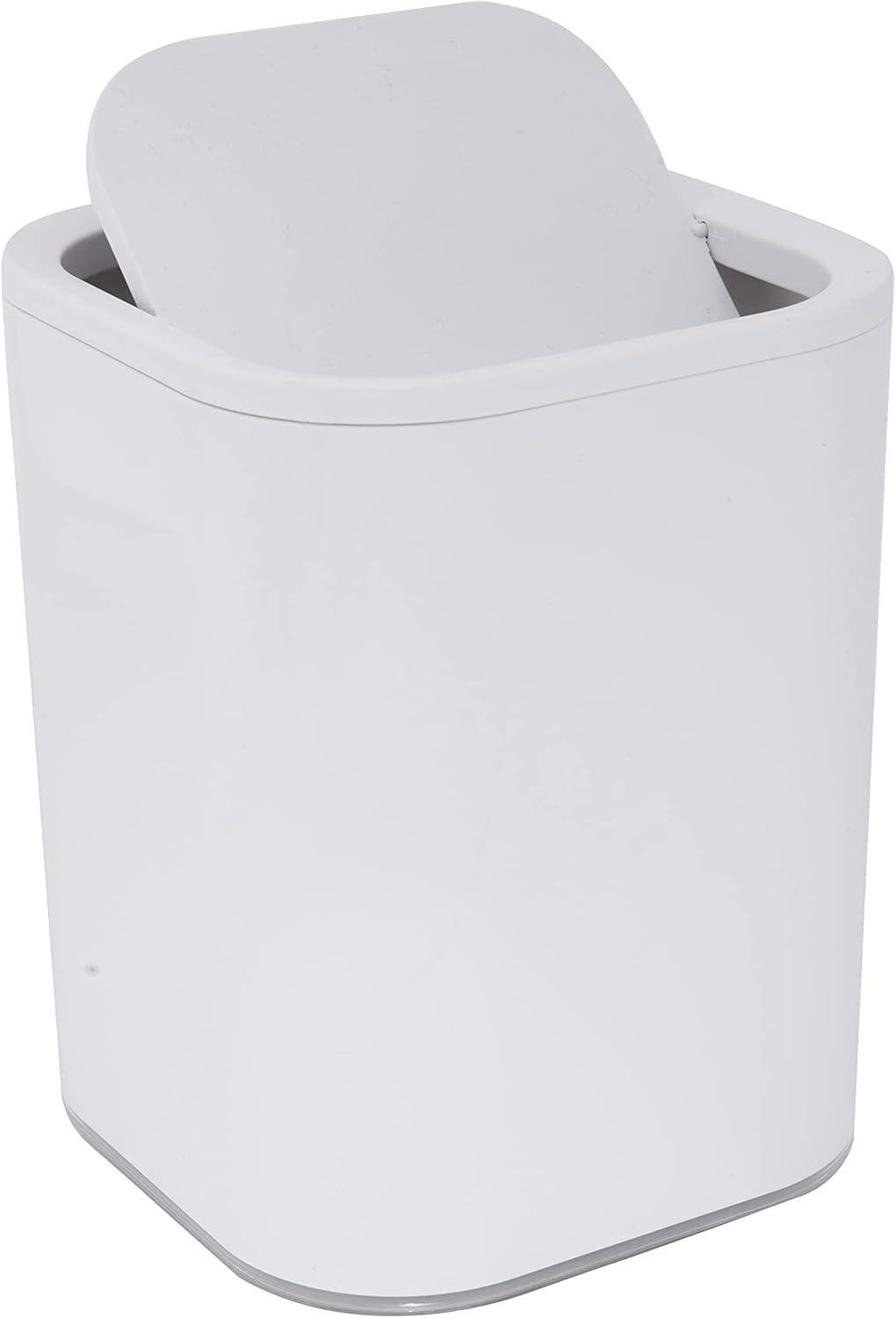Acrylic Square with Rounded Edges Bathroom Waste Basket White - Bath Bliss