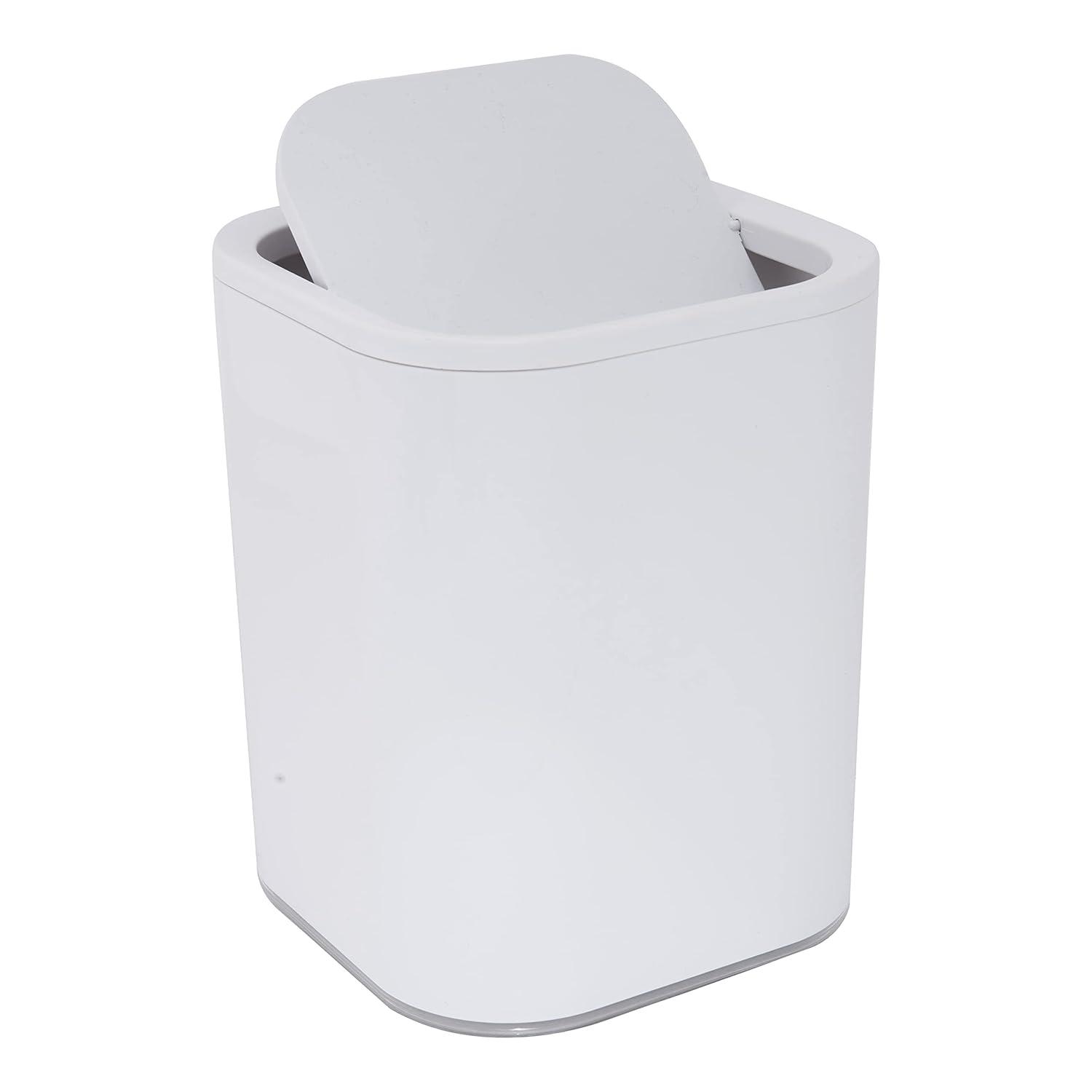 Acrylic Square with Rounded Edges Bathroom Waste Basket White - Bath Bliss