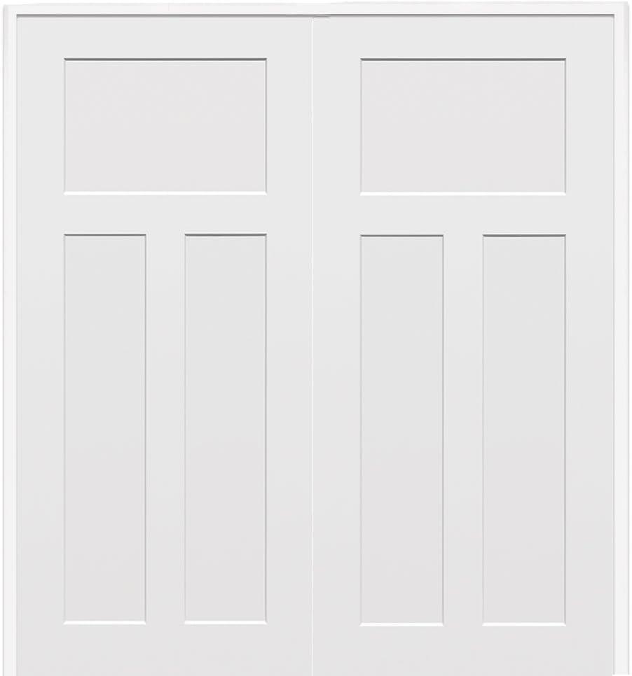 60 in. x 80 in. Smooth Craftsman Both Active Solid Core Primed Molded Composite Double Prehung Interior Door