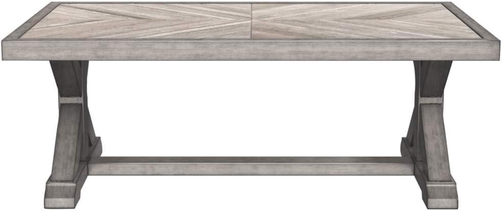 Signature Design by Ashley Beachcroft Outdoor Coffee Table - Porcelain Top with Aluminum Base - Beige