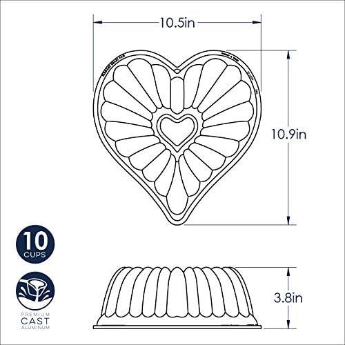 Elegant Heart Shaped Non-stick Aluminum Bundt Pan