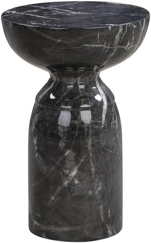 Rue 20" Black Marble Round Side Table