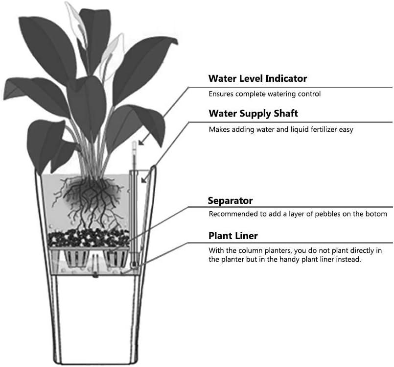 XBrand 30" H Black Rattan Self Watering Indoor Outdoor Square Planter Pot, Tall Decorative Gardening Pot, Home Décor Accent