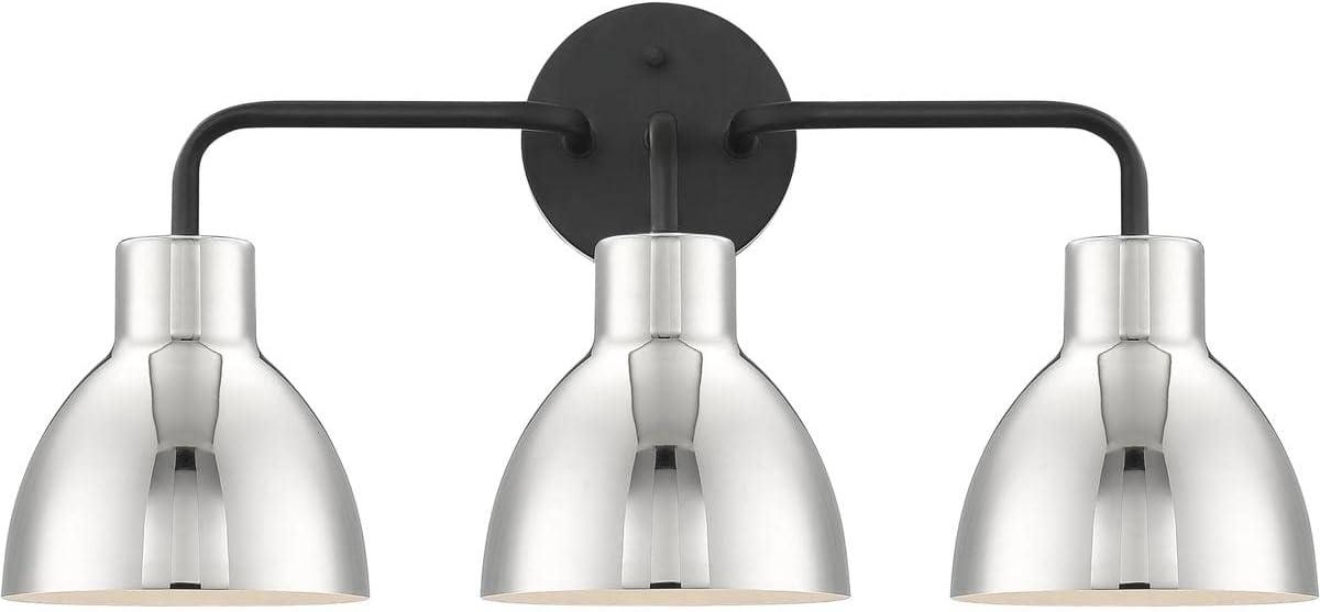 Sloan 22" Matte Black and Polished Nickel 3-Light Vanity Fixture