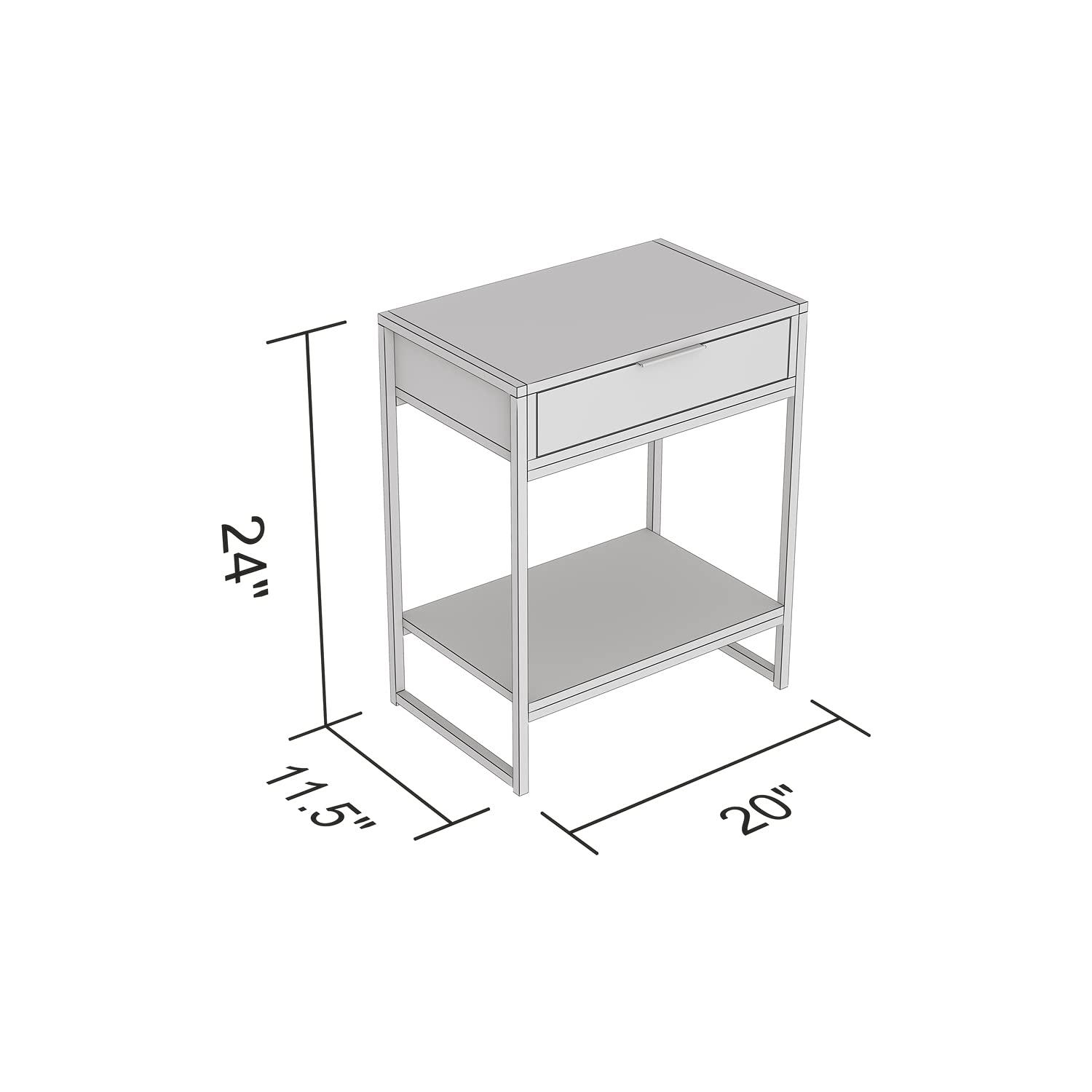 Safdie & Co. Dark Taupe 1 Drawer 1 Shelf Black Metal Accent Table, Beige