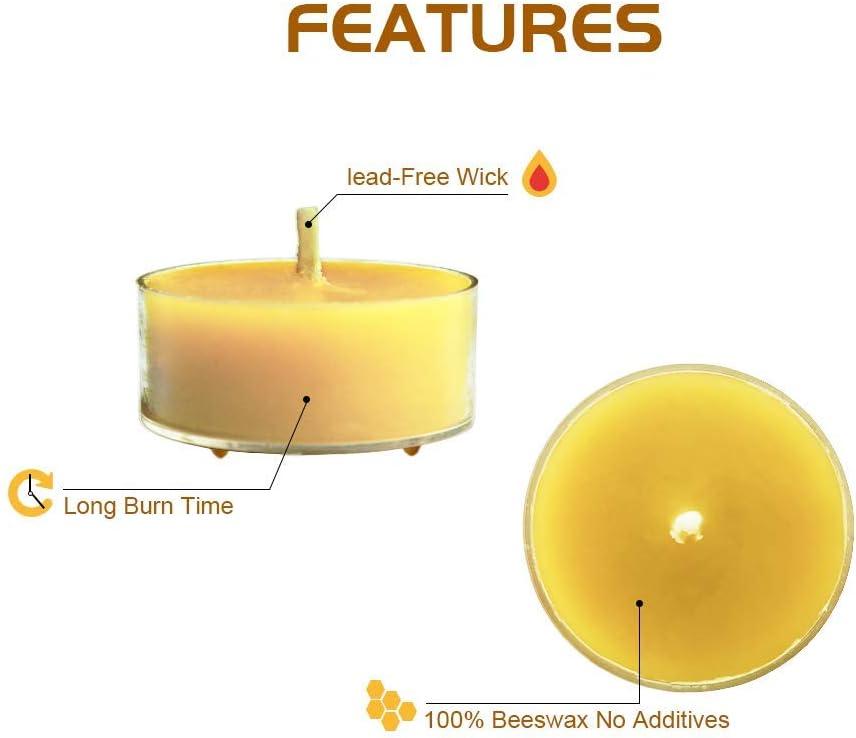 12pcs Natural Beeswax Tealight Candles - Organic Candle Honey Scent Smokeless Clean Burning