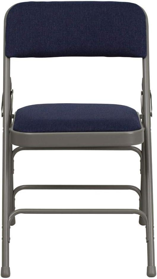 Flash Furniture 4 Pack HERCULES Series Curved Triple Braced & Double Hinged Navy Fabric Metal Folding Chair