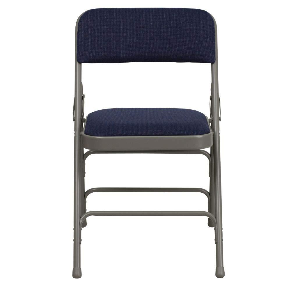 Flash Furniture 4 Pack HERCULES Series Curved Triple Braced & Double Hinged Navy Fabric Metal Folding Chair