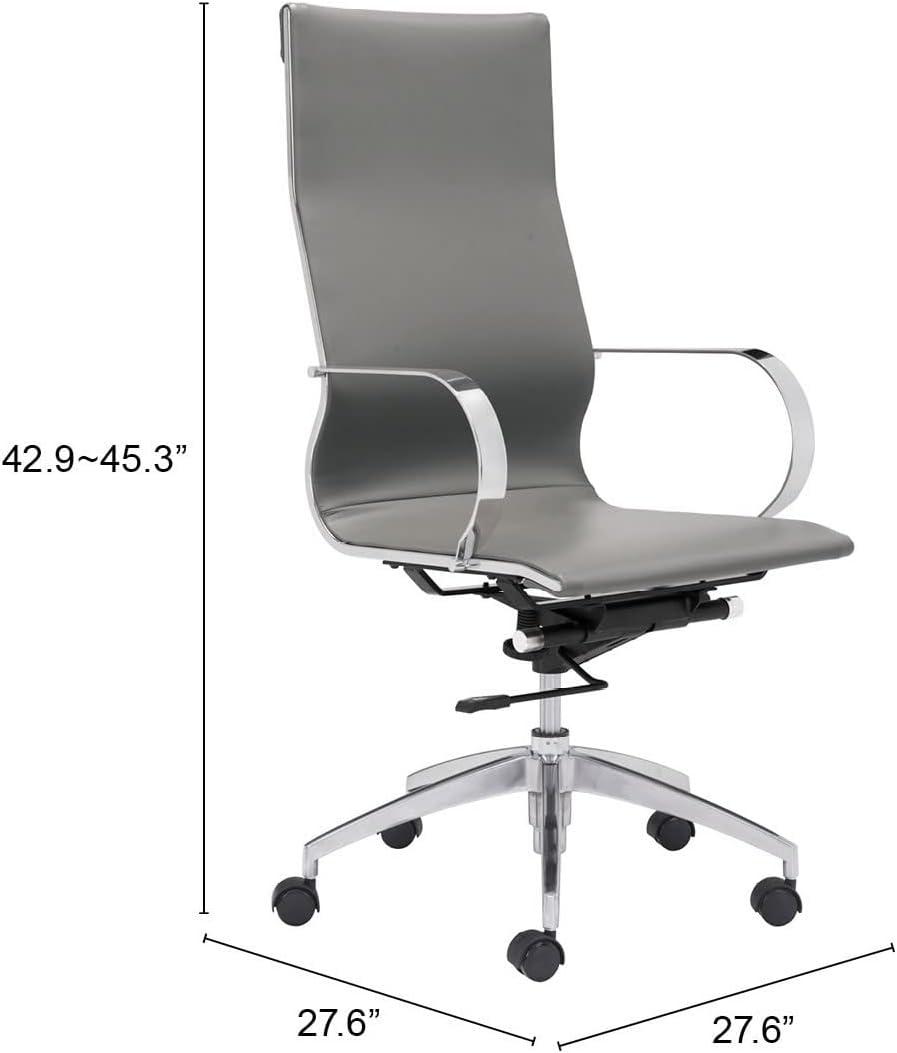 Zuo Modern Glider High Back Office Chair Gray