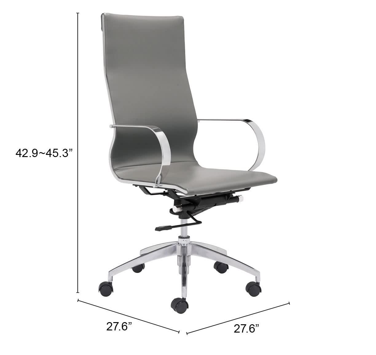 Zuo Modern Glider High Back Office Chair Gray