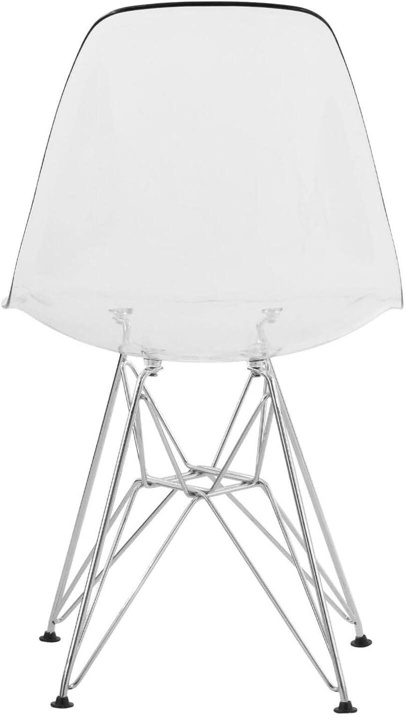 LeisureMod Cresco Modern Acrylic Dining Chairs (Set of 2) – Eiffel Chrome Base, Stylish Accent Chairs for Contemporary Dining Rooms & Kitchen Tables